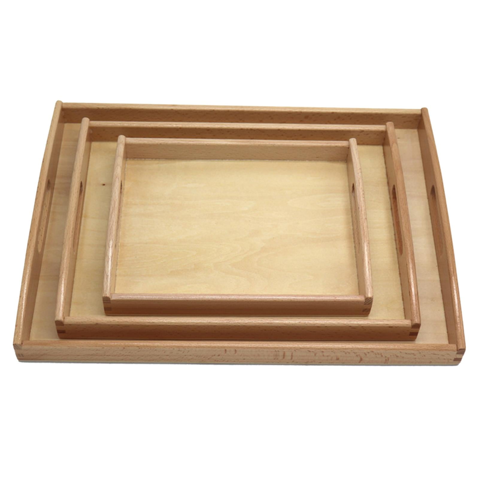 STAHAD Rustic Wooden Serving Trays 3pcs Teaching Aid Tray Trumpet Crafts  for Crafts for Sand Tracing Tray Coffee Table Tray Bathroom Tray Montessori
