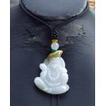 thumbnail image 2 of Certified Yellow Green Pale Lavender Burma Natural A Jade jadeite pendant Ji Kung Buddha God Gourd Fan Necklace 585633 TN, 2 of 9
