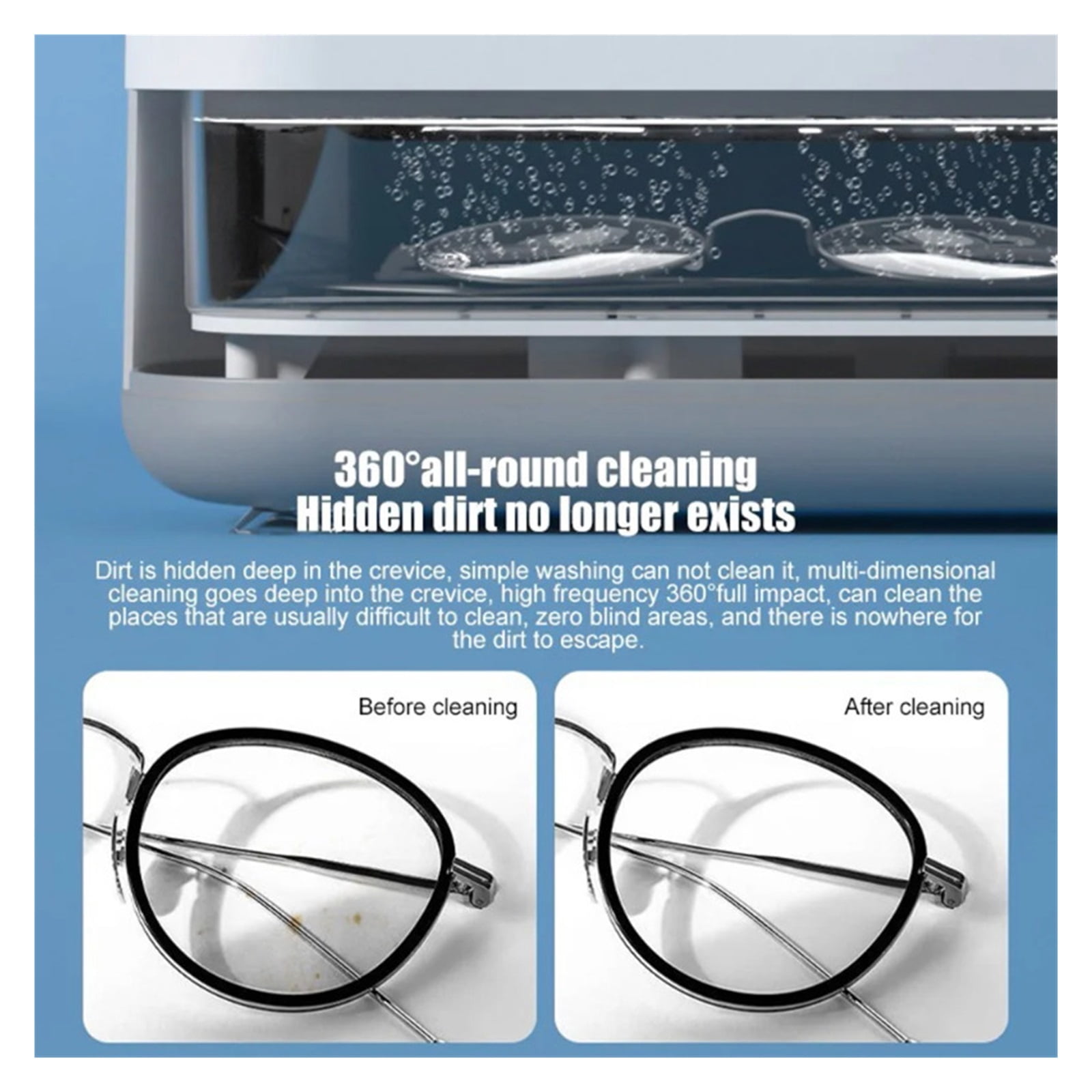 45000h Ultrasonic Cleaner Pro Deep Clean Jewelry Glasses Watches Usb-c Rechargeable Portable Design For Home Travel Use