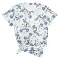 thumbnail image 3 of Womens Summer Tops Blouses Floral Print Round Neck Short Sleeve Spring Womens Shirts,Light Blue,S, 3 of 3