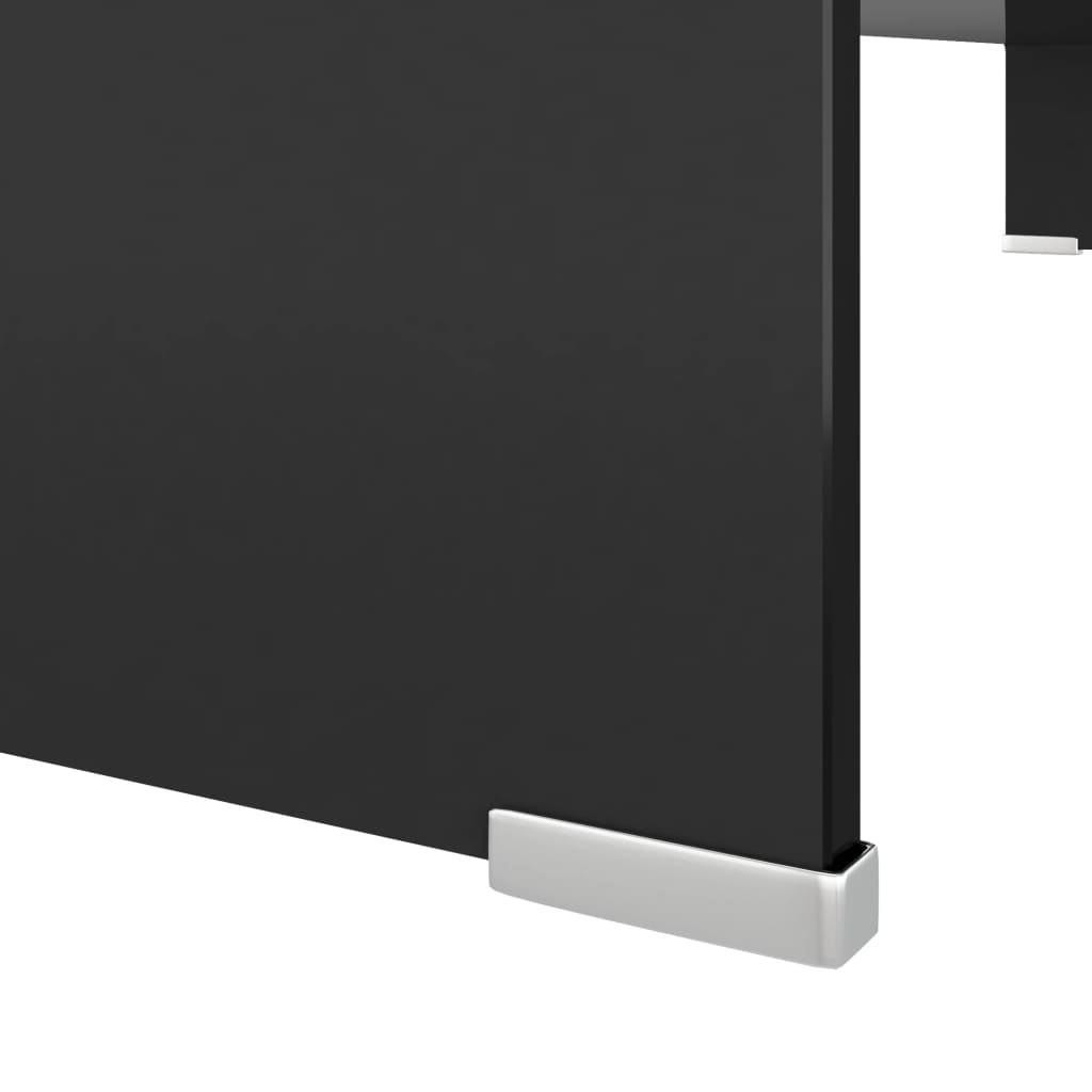Kepooman Modern Rectangle Glass Computer LCD Desktop Shelf for Bedroom, 39.4" x 11.8" x 5.1", Black Kepooman Modern Rectangle Glass Computer LCD Desktop Shelf for Bedroom, 39.4" x 11.8" x 5.1", Black