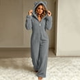 thumbnail image 2 of DIOAZUD Women's Fuzzy Fleece Onesie Pajamas Hooded Zip up Sleepwear Jumpsuit with Pockets Soft Cozy Warm Lounge Wear, 2 of 8