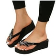 thumbnail image 6 of IUJSOY Flip Flops for Women Floral Rhinestone Thong Sandals Slip on Shoes Platform Wedges Heels, 6 of 9