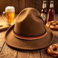 thumbnail image 3 of Fewfanhot Oktoberfest Bavarian Felt Fedora Hat, Wide Brim Festival Costume Hat with Plume & German Flag Rope Band, 3 of 9