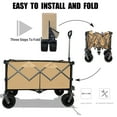 thumbnail image 6 of Beach Wagon, Collapsible Wagon with 220lbs Large Capacity, Foldable Wagon Cart with Wheels for Beach Sports Garden Shopping Camping,Grayish Brown, 6 of 7