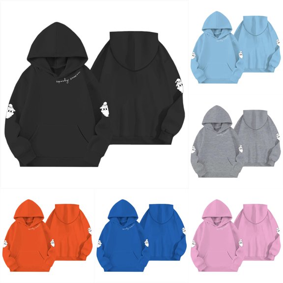 Girls Halloween Print Hoodie Long Sleeve Loose Fit Pullover Sweatshirt For Kids