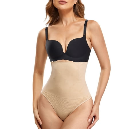 

Junlan Hi-Waist Butt Lifter Shapewear for Women Tummy Slimmer Thong Panty Seamless Body Shaper Shorts(Beige 3XL/4XL