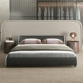 thumbnail image 4 of Infans King Upholstered Platform Bed Frame Low Profile Faux Leather Curved Headboard, 4 of 7