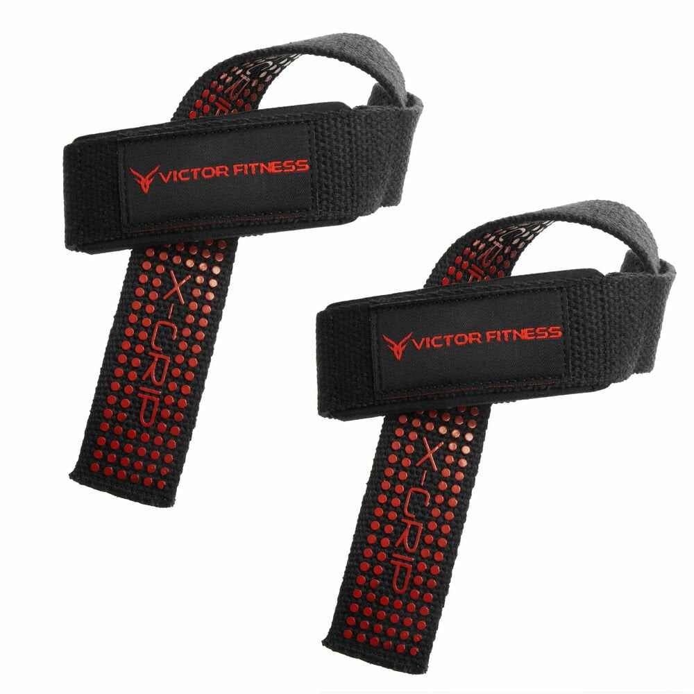 Victor Fitness 24" Padded X-Grip Weightlifting Straps and Quick-Release Barbell/Dumbbell Collar Clamps