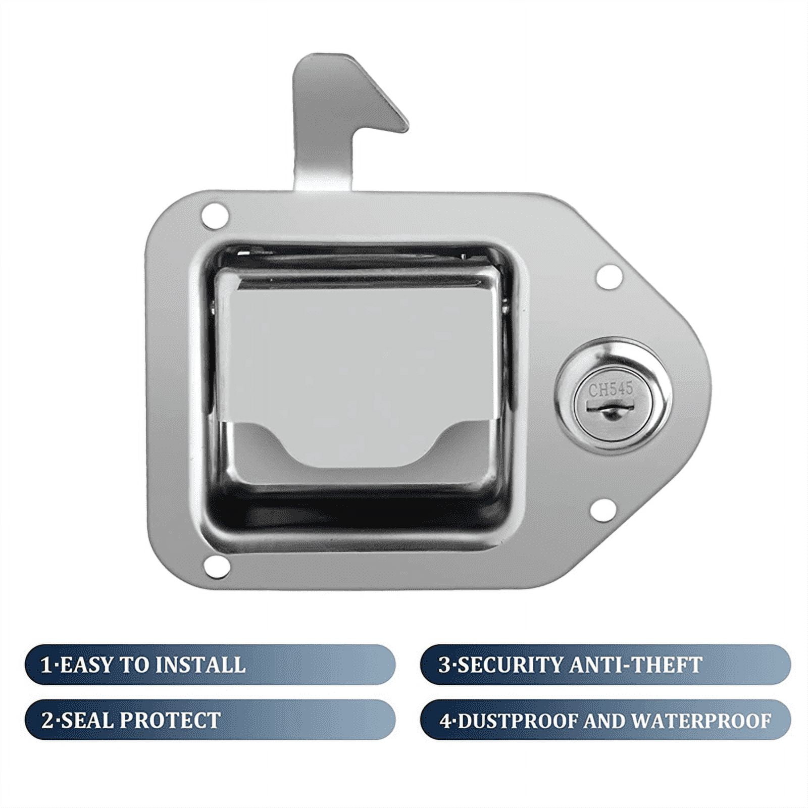 Truck Tool Box  Replacement Stainless Steel Toolbox Paddle Lock Replacement Handle with Keys for Truck RV Trailer