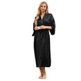 thumbnail image 4 of AMITOFO Women's Long Silk Kimono Robe Floral Satin Bathrobe, Black, One Size, 4 of 9