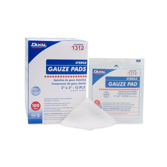 Dukal Sterile Gauze Sponge, 3 x 3 Inch, Dukal 1312, 100 Count