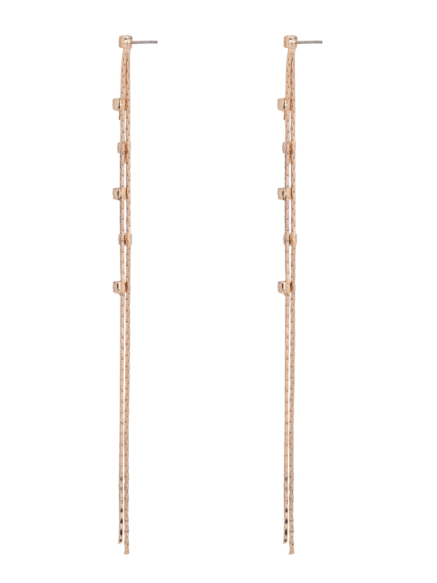 Time and Tru Adult Women's Gold Tone Double Chain Drop Crystal Metal Earring