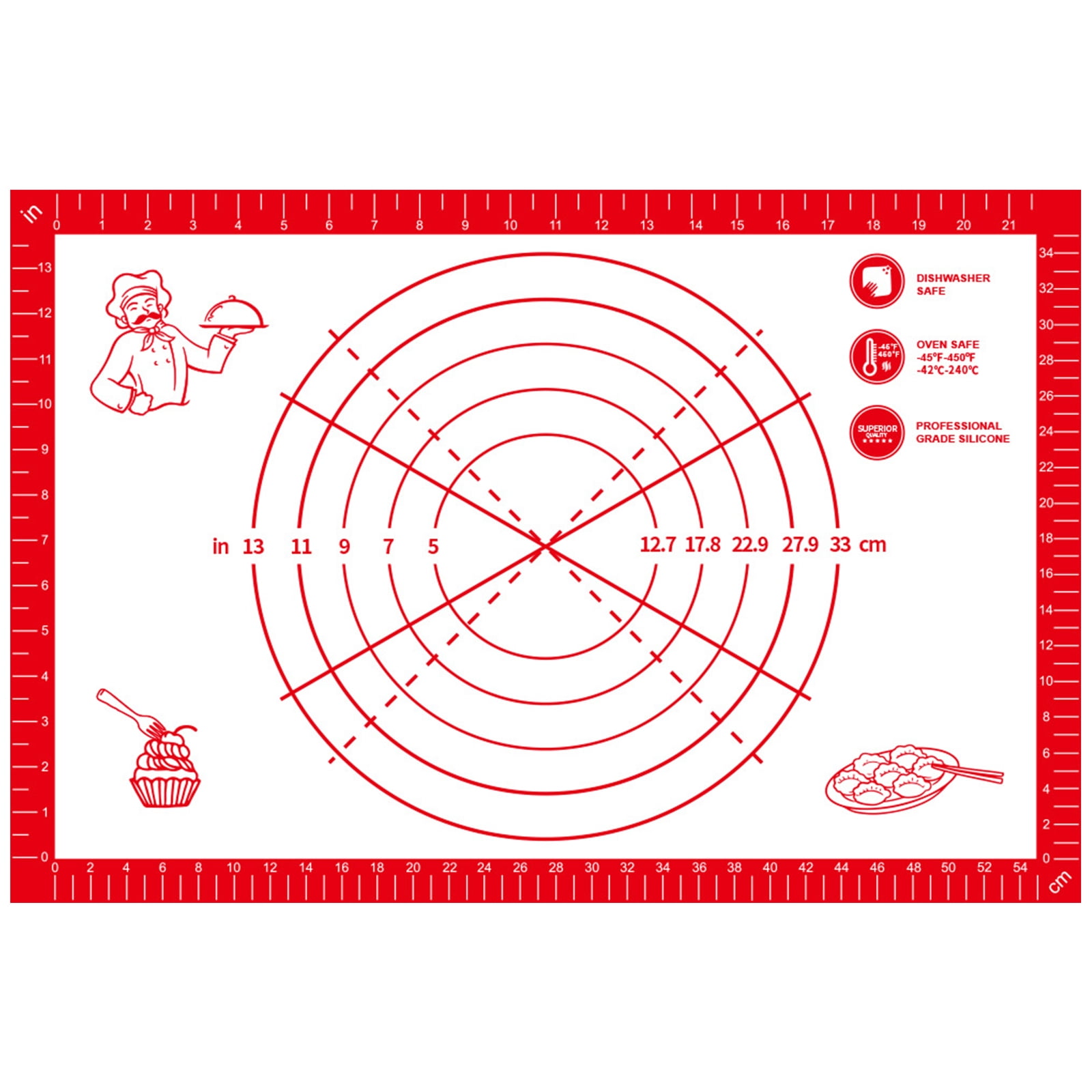 Anqtovp 28 in. x 20 in. Nonstick Silicone Pastry Blue Baking Mat with Measurements Counter/Dough Rolling/Fondant/Pie Crust Mat 29CSA04-3067 - The Home Depot