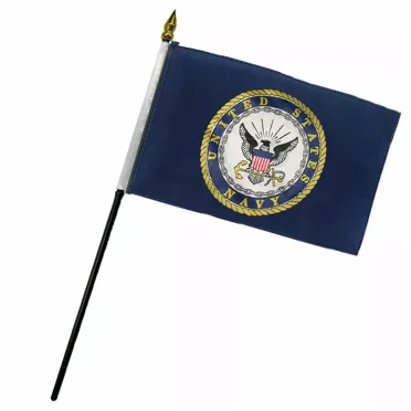 4"x6" US Navy Emblem Crest Stick Flag Table Staff Desk Table