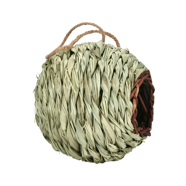 Casa para colibrí, nido de pájaro tejido a mano para colgar al aire libre, pequeñas casas de pájaros de hierba para exterior, bolsillo de de Baoblaze Nido de paja