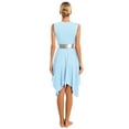 thumbnail image 3 of Raenseen Women's Asymmetrical Praise Dance Tunic Sleeveless Worship Lyrical Dance Dress Overlay Light Blue S, 3 of 9