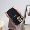 thumbnail image 1 of Funda de cuero personalizada con nombre para Iphone, carcasa con marco galvanizado, iniciales de piel de cordero y letras, para modelos 11, 12, 13, 14 Pro Max, 1 of 4