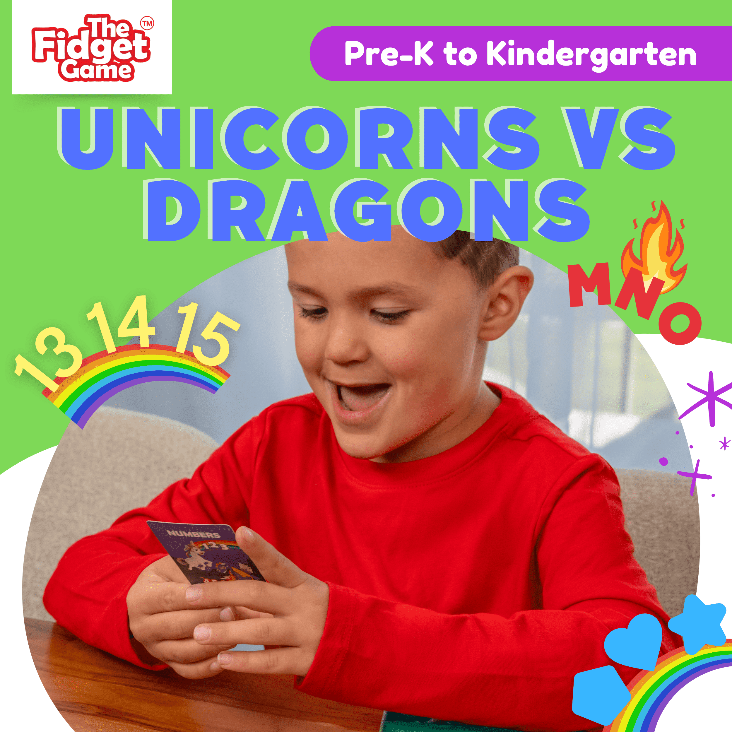 The Fidget Game Unicorns vs Dragons – Educational ABC Learning Toy Set for Kids Ages 3+, 1 Set, Alphabet, Numbers, Shapes & Colors for Pre-K & Kindergarten