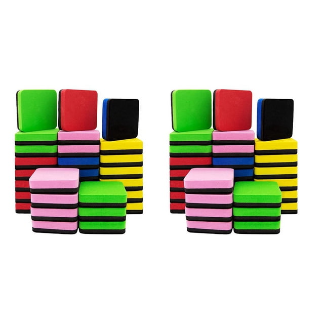 60 Pack Effaceur de Tableau Blanc Lavable et Réutilisable Effaceur Magnétique pour Nettoyage Marqueurs Effaçables à Sec 5X5X2cm