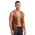 thumbnail image 1 of TiaoBug Gilet Sans Manches à Franges pour Hommes, Veste Cardigan Western Cowboy Marron TG, 1 of 24