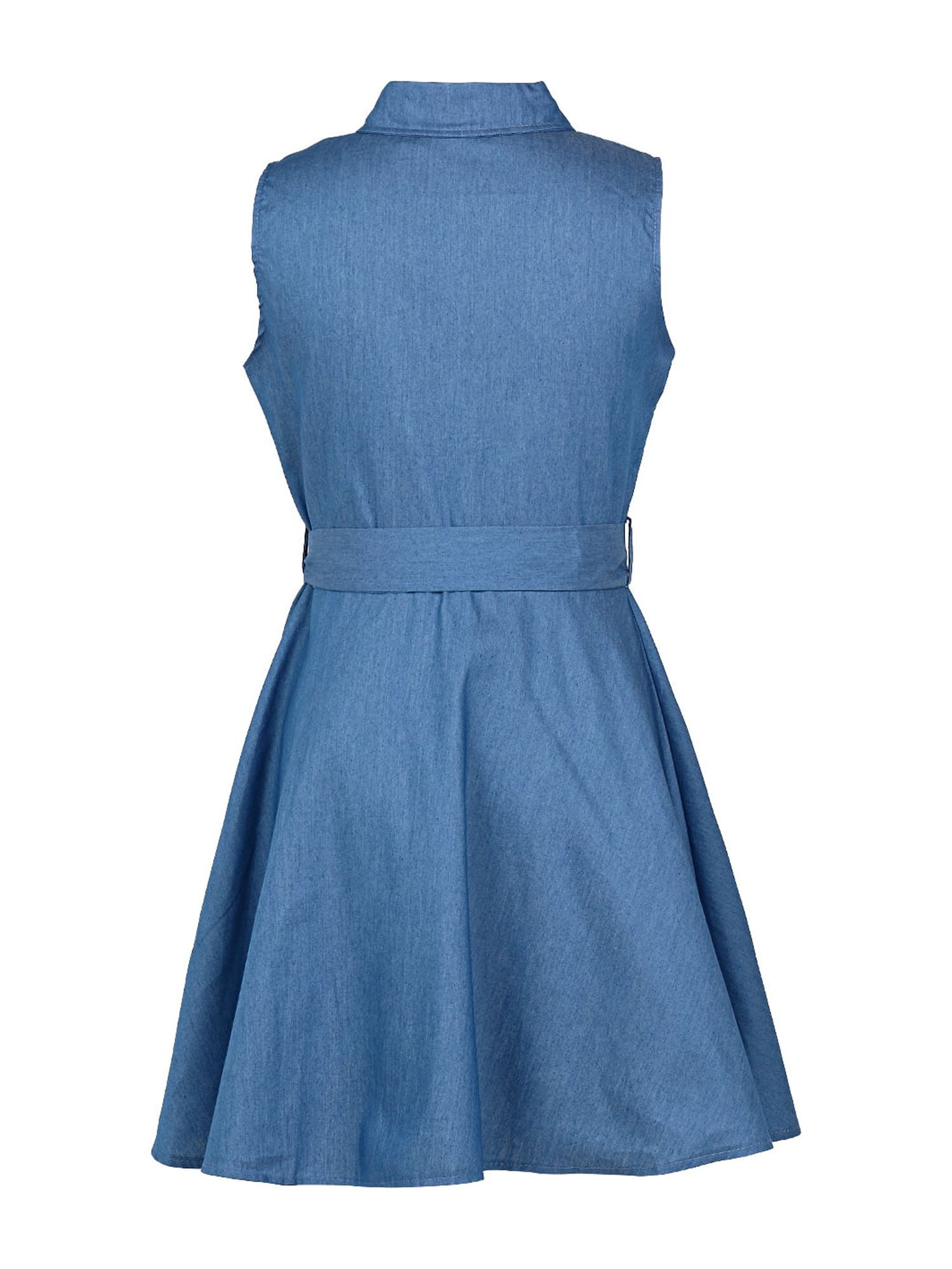 Douhoow Women Denim Dress Vintage Casual Sleeveless Deep V Neck Mini Dress  Shirt Dress - Walmart.com