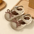 thumbnail image 5 of Viluyesy Girls Mary Jane Shoes Hook Loop Breathable Hollow Out Bow Closed Toe Soft Sole Princess Dress Shoes Khaki Size 12.5 Little Kids, 5 of 7