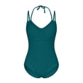 thumbnail image 5 of QIUOMBBP Women's One Piece Swimsuit Halter Adjustable Strap Tummy Control Bathing Suit Slimming Swimwear for Beach Vacation Blue XL, 5 of 10