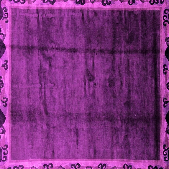 Ahgly Company Indoor Square Abstract Pink Modern Area Rugs, 7' Square