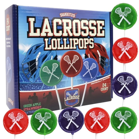 Lacrosse Tattoo Lollipops, Sports Themed Suckers, 24 Count, 10.16 Ounce Box