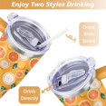 thumbnail image 5 of 40oz Yellow Lemon Pattern Stainless Steel Flip Straw Tumbler Spill Proof Travel Cup Double Wall Vacuum Insulated Coffee Mug with Top Handle, 5 of 6