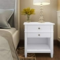 thumbnail image 2 of SIMPLIHOME Carlton 24 inches Wide Night Stand, Bedside table, White SOLID WOOD, Rectangle, with Storage, 2 Drawers and 1 Shelf, For the Bedroom, Transitional Modern, 2 of 2