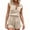 Beige, variant on Sleeveless Women's Casual Shorts Rompers Summer Half Zip Lapel Collar Drawstring Knit One Piece Jumpsuit with Pockets