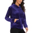thumbnail image 6 of SHCKE Women Velour Sweatshirt Long Sleeve Hoodie Sweatshirt Warm Pullover Tops Loose Sweatshirt Velour Hoodies Sports Tops Soft Stretch Yoga Jogging Activewear Shirt, 6 of 8