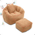 thumbnail image 2 of Lovableguy Oversized Bean Bag Chair for Adults and Kids,Shell-Shaped Fluffy Faux Fur Lazy Floor Sofa with Foot Stool for Living Room,Dorm,Khaki, 2 of 7
