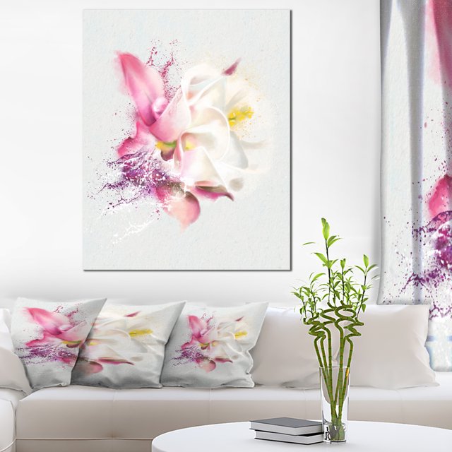 Illustration Aquarelle de Rose Rose - Impression sur Toile Florale