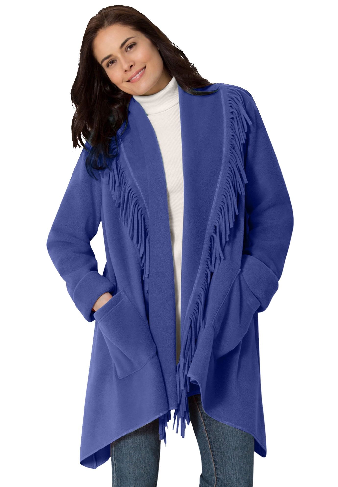 plus size fringe jacket