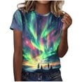 thumbnail image 2 of YOZGXEG Going Out Tops For Women Loose Round Neck Short Sleeve T Shirt Women Soft Polyester Spandex Casual Graphic Print Top Green S-3Xl, 2 of 5