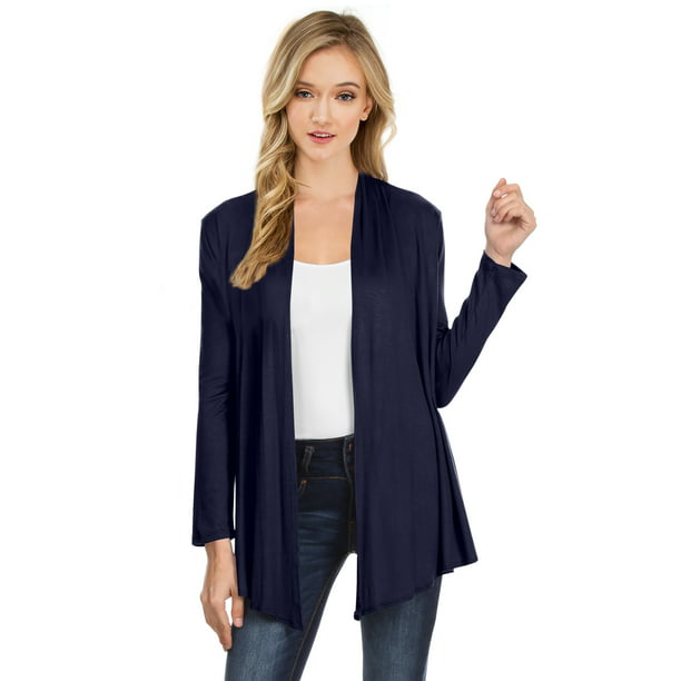 NYL Womens Long Sleeve Open Front Drape Cardigan - Made In USA, X-Large,  Navy - Walmart.com