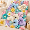 thumbnail image 3 of Cloud Soft 3D Plush Throw Blanket, 2027 New Cozy Teddy Bear Blanket, Teddy Pastel Floral Print Blanket, 3 of 6