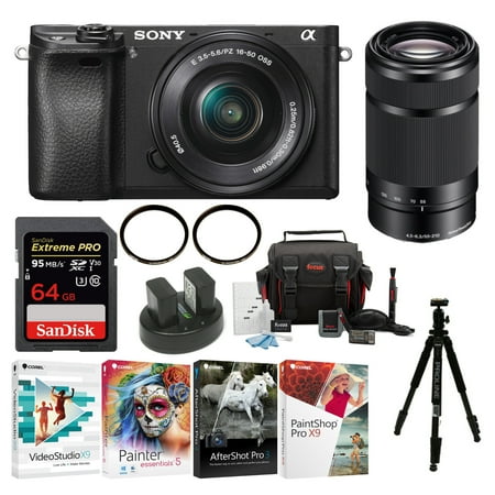 Sony Alpha a6300 Mirrorless Camera with 16-50mm and 55-210mm Lens Bundle