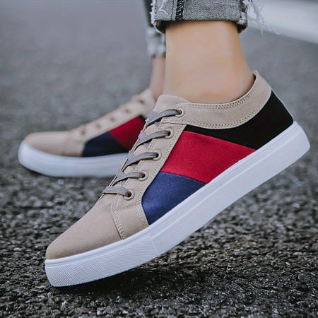 

Men‘s Colorblock Canvas Lace-up Skate Shoes Walking Sneakers