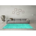 thumbnail image 3 of Ahgly Company Machine Washable Indoor Rectangle Persian Turquoise Blue Bohemian Area Rugs, 7' x 9', 3 of 4