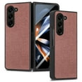 thumbnail image 1 of Compatible with Samsung Galaxy Z Fold 5 Case, Luxury Hinge Protection + Steel Screen Cover Drop-Resistance Ultra Slim Bumper Frame Folding Case for Samsung Galaxy Z Fold 5 5G, Brown, 1 of 10