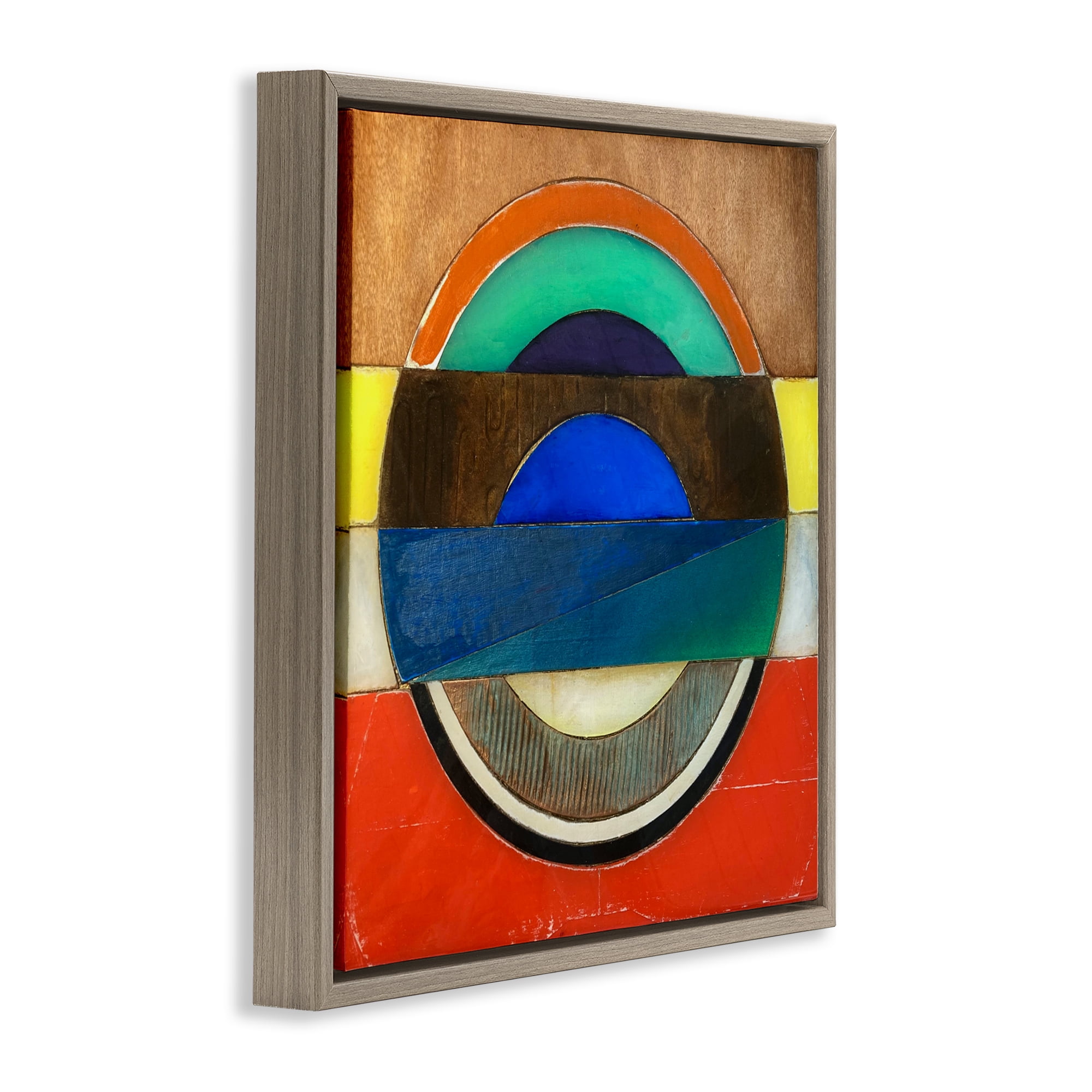 Stupell Industries Bisected Circle Structure Brown Framed Floater Canvas Wall Art, design by Matthew Finger