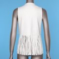 thumbnail image 5 of Sholeno Women's Fringe Vest Sleeveless 70s Hippie Faux Suede Rivets Tassel Jacket Cardigan Tops White XXL, 5 of 6