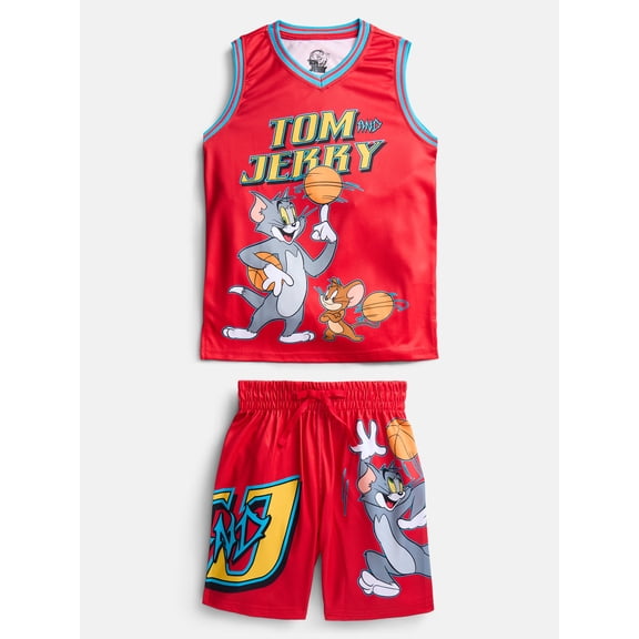 Tom and Jerry Boys Basketball Jersey and Matching Shorts Set, 2-Piece, Sizes 4-12