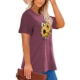 thumbnail image 3 of Anbech Sunflower Plus Size T-Shirts for Women Graphic Sunflowers Print Oversize Short Sleeves T-Shirt with Round Neck, 3 of 4