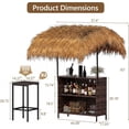 thumbnail image 2 of LAZZO 3 Pieces Outdoor Bar Set, Patio Wicker Tiki Bar Set with Height Stools and Islander Tiki Bar for Garden, Dark Brown, 2 of 9