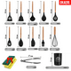 thumbnail image 3 of Utensilios Silicona Madera Set Cocina Juego Cucharas +regalo negro, 3 of 7